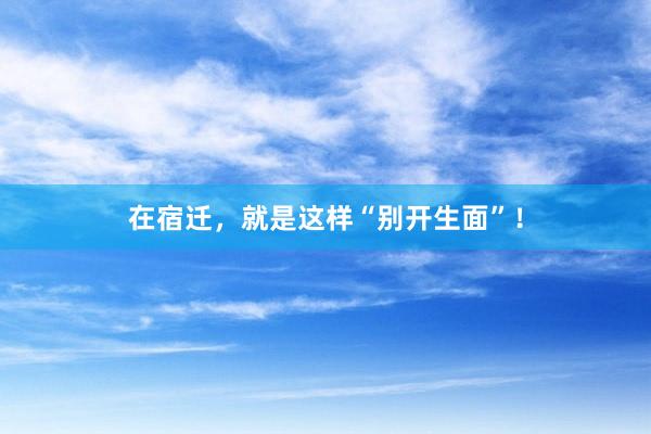 在宿迁，就是这样“别开生面”！