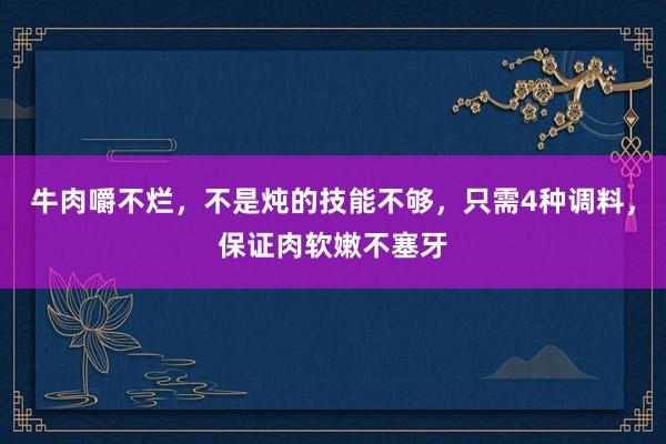 牛肉嚼不烂，不是炖的技能不够，只需4种调料，保证肉软嫩不塞牙